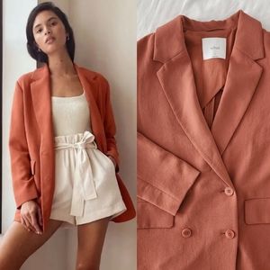 Aritzia Wilfred Cherrelle Blazer Genuine Brown Size S Muted Coral Blazer Jacket